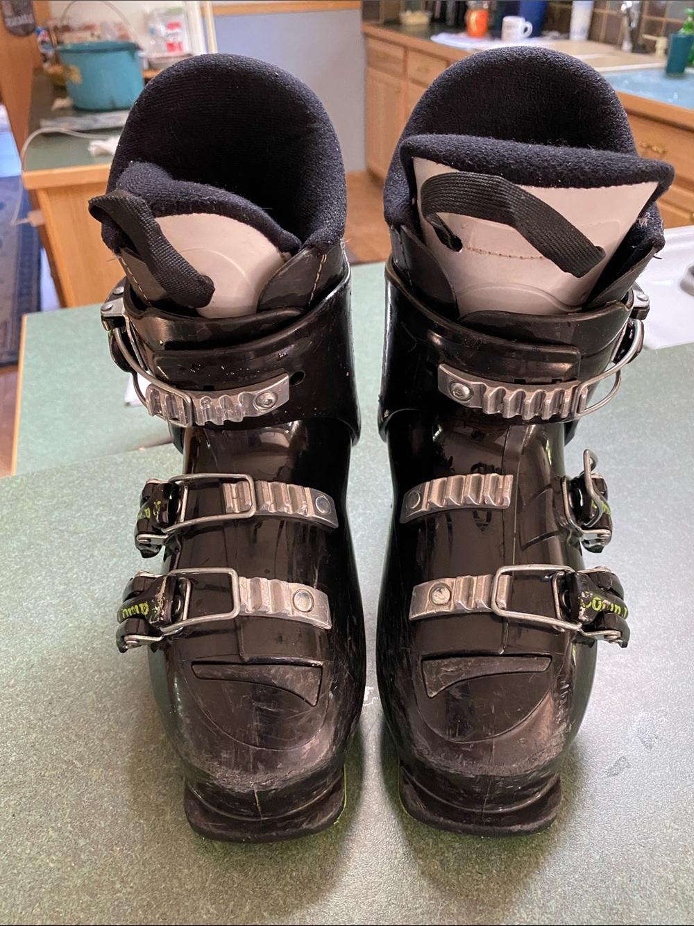 Black Kids Alpine Ski Boots with Secure Buckle System
